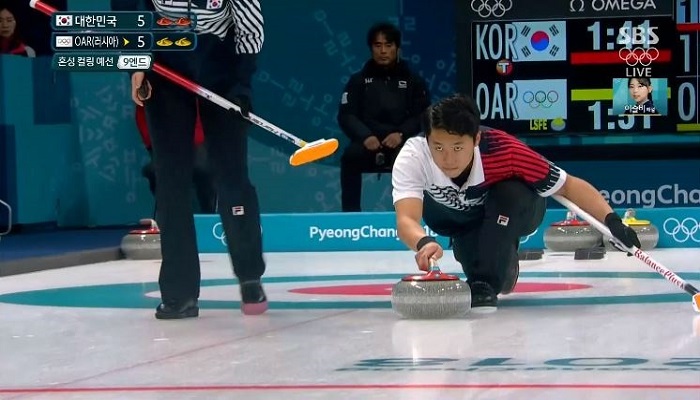 평창올림픽 컬링 믹스더블 한국 OAR에 아쉬운 연장전 패