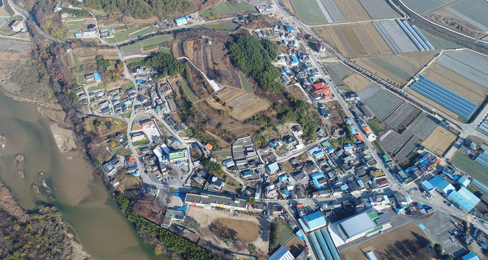 합천군 성산토성 항공사진 모습