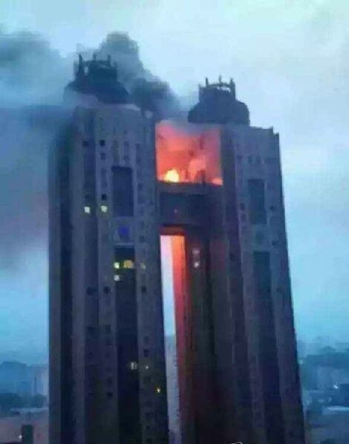 사진=12일 BBS 불교방송이 단독으로 입수한 북한 평양 고려호텔의 지난 11일 화재 장면