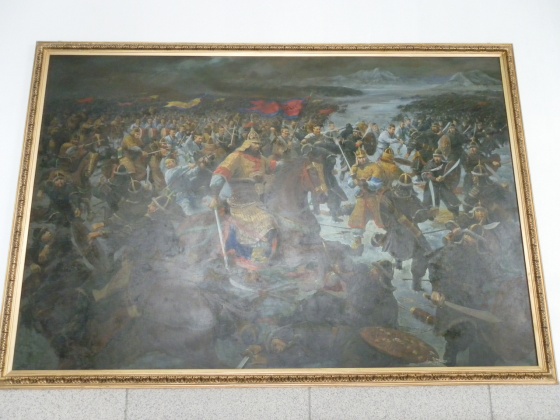 ▲  김유신 시대의 전투. 전쟁기념관에 있는 이 그림은 662년 평양 인근에서 벌어진 고구려-당나라의 전투를 묘사한 정영렬 작가의 작품이다.