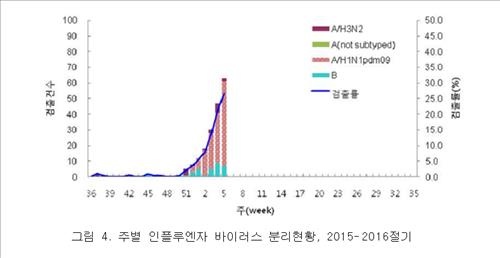 2015~2016 절기 인플루엔자 바이러스 분리현황/자료=질병관리본부