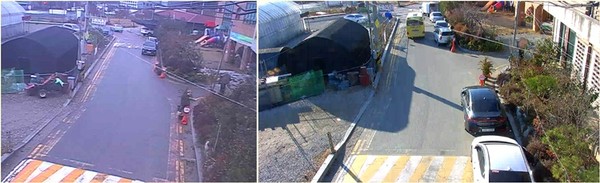 남동구는 안전한 도시환경 조성을 위해 방범용CCTV 성능개선사업을 완료했다.(CCTV 개선전후 비교, 찬우물로)