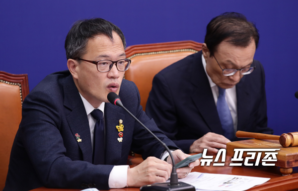 사진은 더불어민주당  최고위원인 박주민 의원이 지난 10일 최고위원회의에서 모두 발언을 하고 있다. ⓒ뉴스프리존