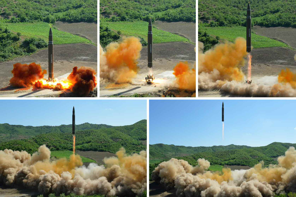 북한 '화성-14형' 시험 발사 3주년2017년 7월 4일 화성-14형 시험 발사 당시 모습. 2020.7.5 [연합뉴스 자료사진. 국내에서만 사용 가능]