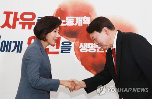 나경원 전 의원과 윤석열 검찰총장, 윤석열 휘하 검찰은 나경원 전 의원 관련 비리내용이 듬뿍 담긴 고발장이 수도 없이 접수됐음에도 단 한 번도 수사를 한 적이 없다. 무려 13번이나 시민단체의 고발이 들어왔음에도 검찰은 아예 '무혐의' 처분까지 해버렸다. /ⓒ 연합뉴스