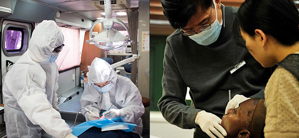 '건강사회를 위한 치과의사회 부산경남지부'(왼쪽)와 '함께 아시아'의 활동 사진 / ⓒ동화약품