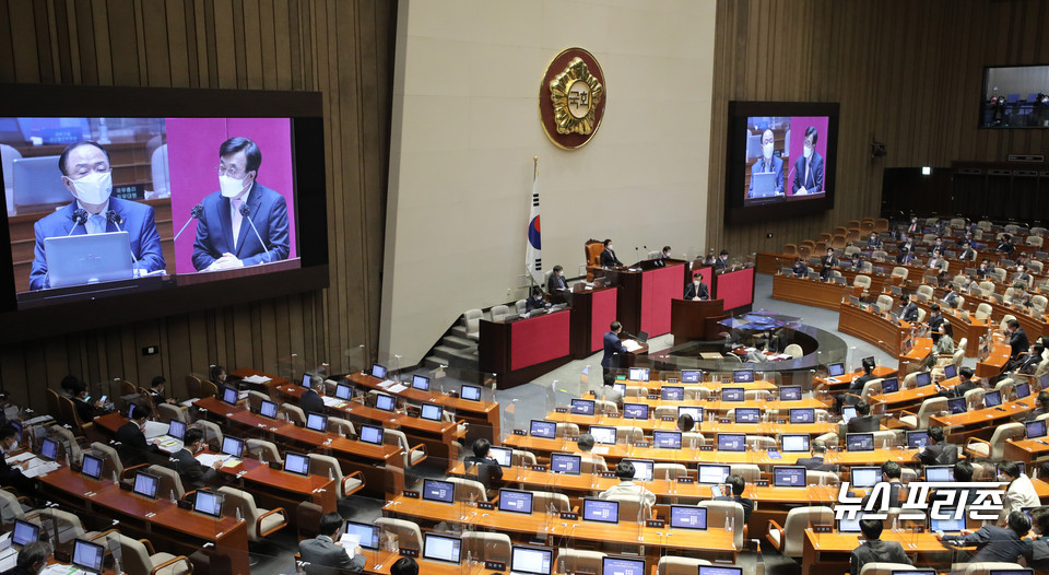 20일 서울 여의도 국회 본회의에서 경제분야 대정부질문이 진행되고 있다. Ⓒ연합뉴스