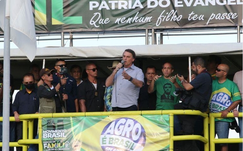 보우소나루 대통령이 브라질리아에서 열린 농업 관련 행사에서 연설하고 있다. [국영 뉴스통신 아젠시아 브라질]