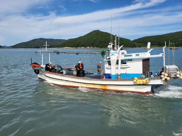 불법체류자가 승선한 어선을 검문검색하고 있는 여수해경 (사진출처=여수해경)
