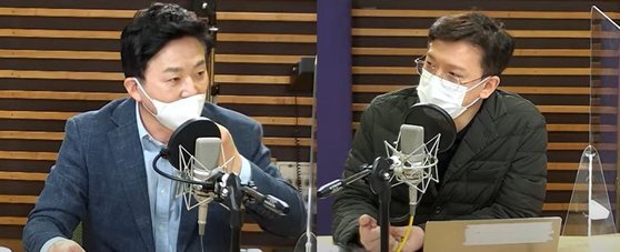 23일 MBC 라디오 '정치인싸'에 출연해 설전을 벌인 원희룡 국힘 대선주자와 현근택 변호사. MBC 유튜브
