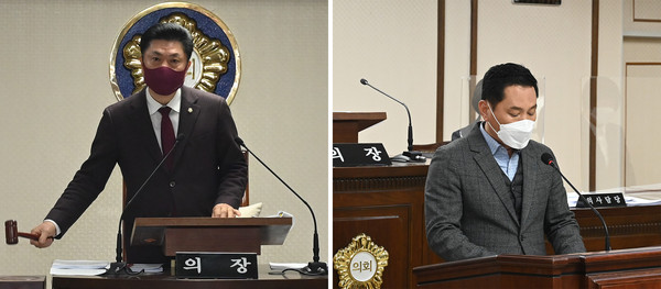 대전 중구의회 김연수 의장(왼쪽)과 안형진 예결위원장.(사진=중구의회)