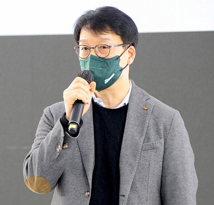 SK에코엔지니어링 윤혁노 대표가 비전 선포를 하고 있다. (사진=SK에코플랜트)