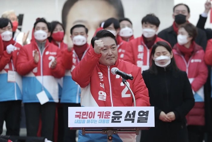 윤석열 국민의힘 대선후보는 지난 15일 서울 청계광장서 출정식을 갖고 대선승리 필승을 다짐했다.(사진=국민의힘)