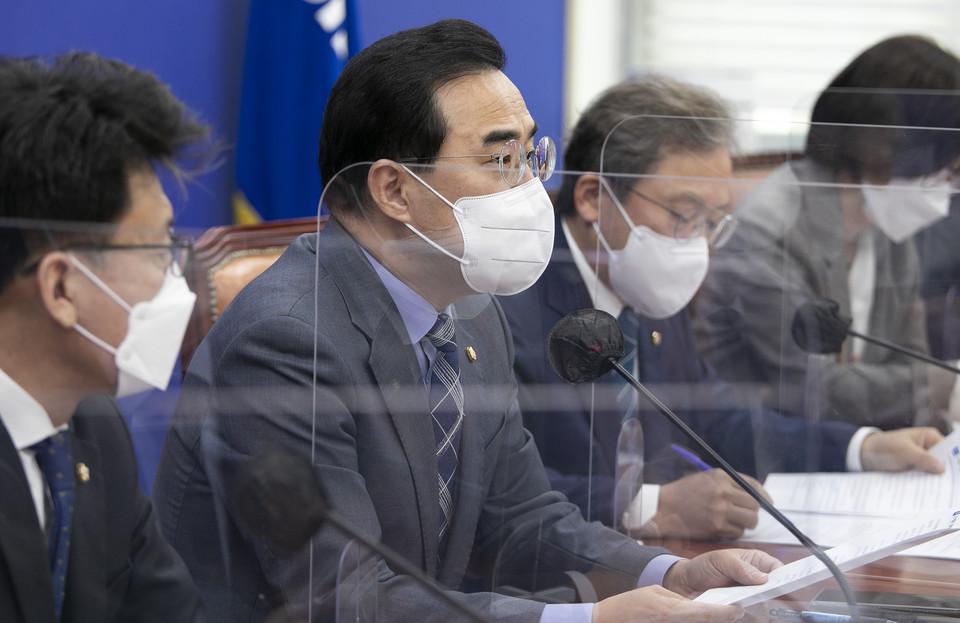 박홍근 더불어민주당 원내대표가 31일 오전 국회에서 열린 정책조정회의에서 발언하고 있다. (사진=국회사진기자단)