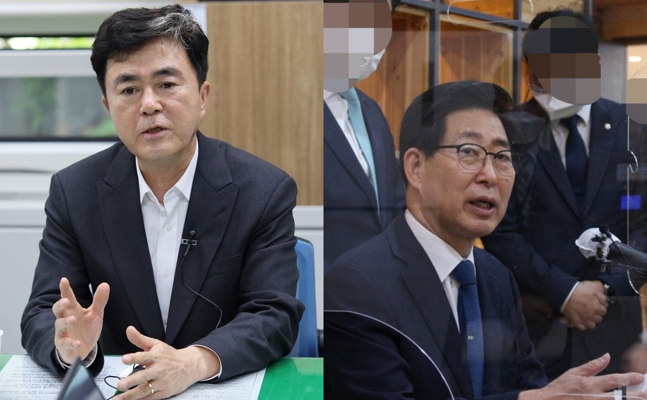 왼쪽부터 김태흠 후보, 양승조 후보(사진=뉴스프리존DB).