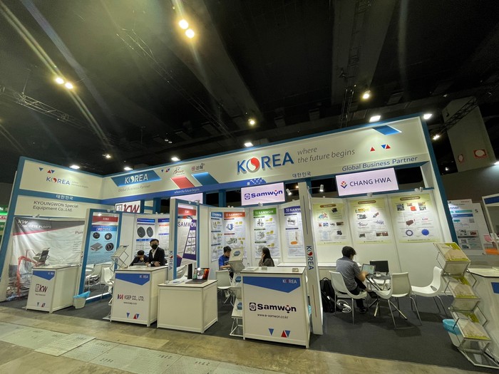 지난 22일부터 25일까지 4일간 말레이시아 쿠알라룸푸르(MITEC 전시장)에서 개최된 ‘국제기계전(METALTECH) 2022’에 설치된 한국관 전경. ⓒ김해의생명산업진흥원