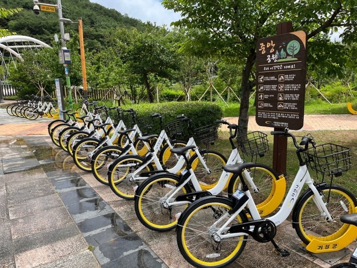정관읍 중앙공원에 위치한 기장군 공영자전거 ‘타반나’ 대여소