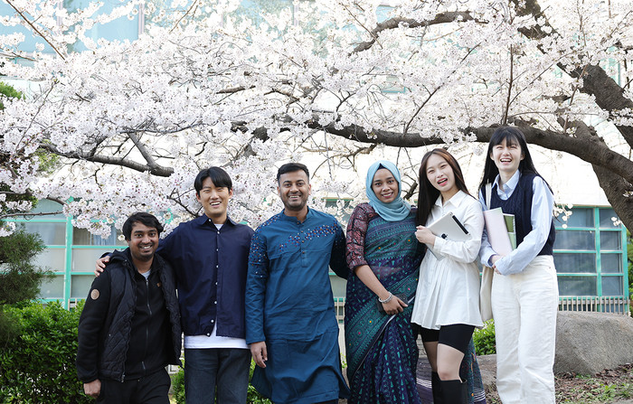 인제대학교 김해캠퍼스에 벚꽃이 만개해 있다. ⓒ인제대