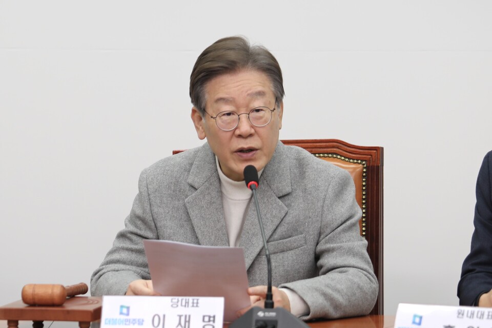 이재명 더불어민주당 대표가 6일 서울 여의도 국회에서 열린 최고위원회의에서 발언하고 있다. (사진=김정현 기자)