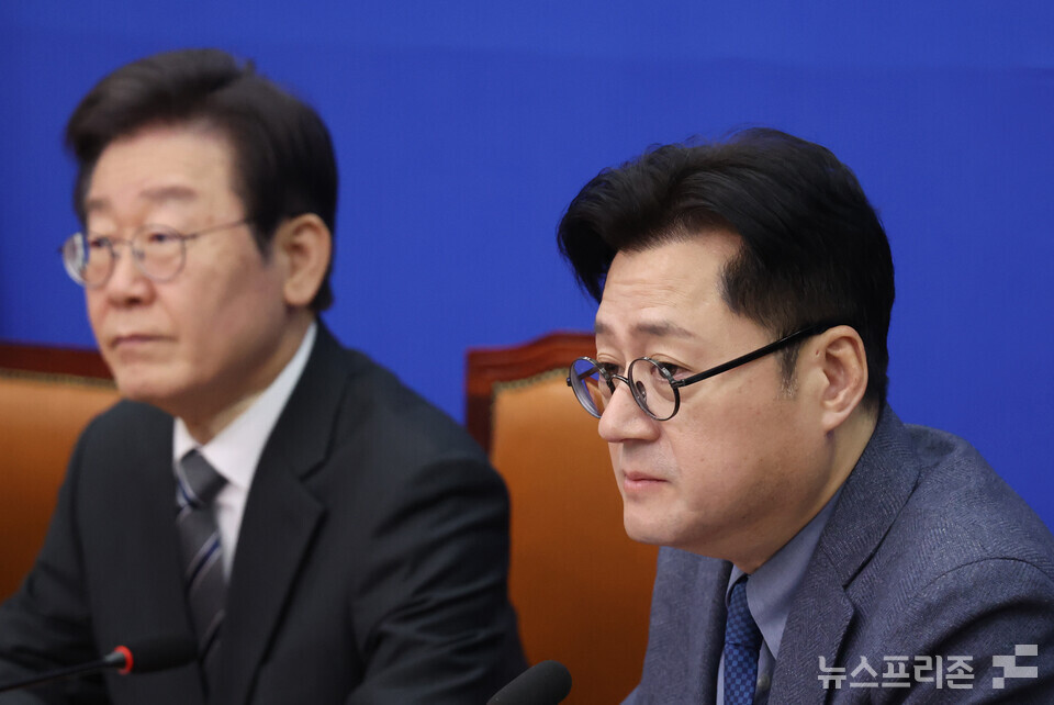 홍익표 더불어민주당 원내대표가 26일 서울 여의도 국회에서 열린 최고위원회의에서 발언하고 있다. (사진=연합뉴스)