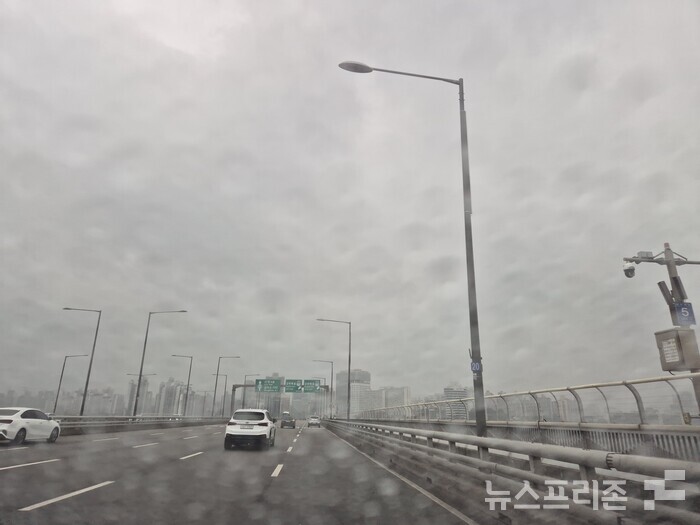 서울 영등포구 원효대교 모습 = 주말을 맞은 20일 전국 대부분 지방에 비가 오고 있는 가운데 서울도 계속해서 비가 오고 있다.ⓒ 뉴스프리존