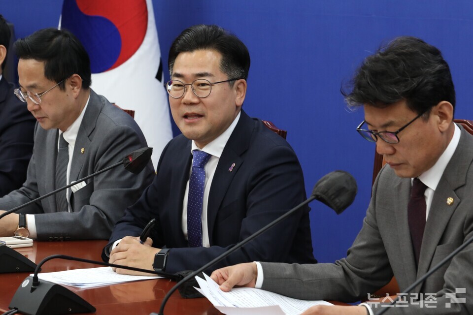 박찬대 더불어민주당 원내대표가 16일 서울 여의도 국회에서 열린 정책조정회의에서 발언하고 있다. (사진=김정현 기자)