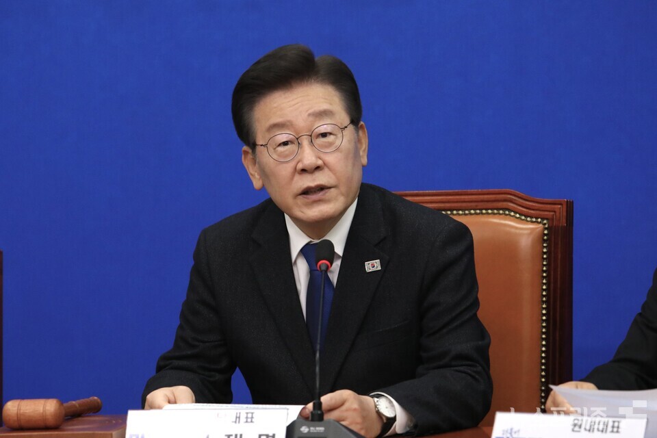 이재명 더불어민주당 대표가 22일 서울 여의도 국회에서 열린 최고위원회의에서 발언하고 있다. (사진=김정현 기자)