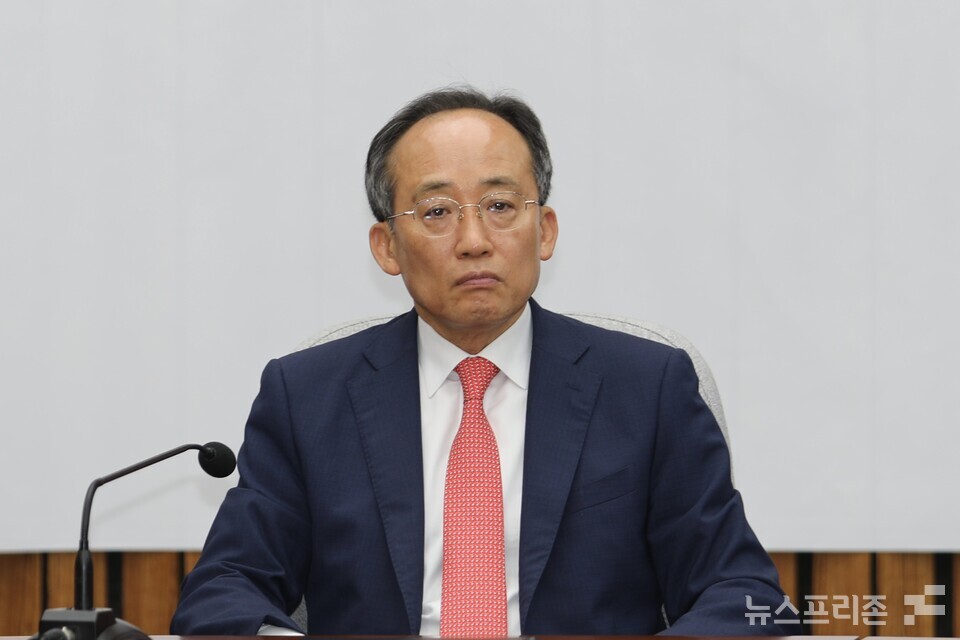 추경호 국민의힘 원내대표가 24일 서울 여의도 국회에서 열린 원내정책회의에 참석하고 있다. (사진=김정현 기자)