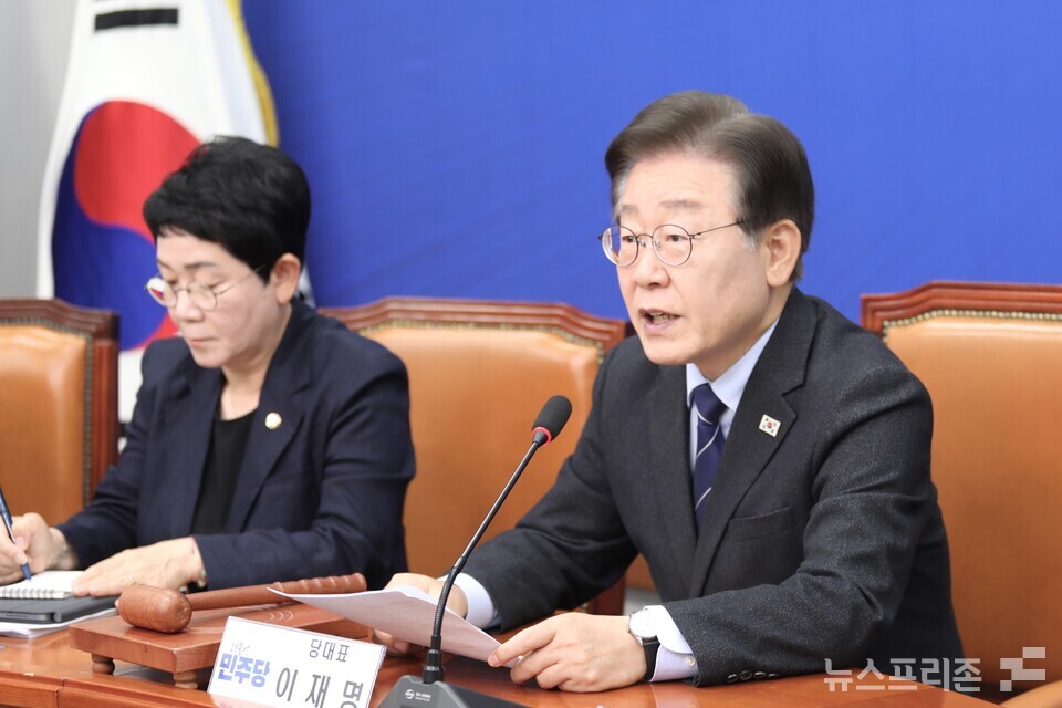 이재명 더불어민주당 대표가 10일 서울 여의도 국회에서 열린 최고위원회의에서 발언하고 있다. (사진=김정현 기자)