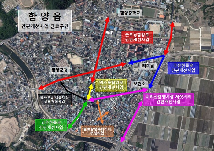 함양읍 간판개선사업 완료 구간.(사진=함양군) 