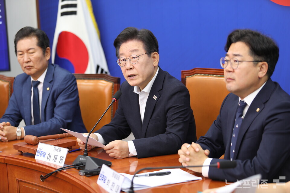 이재명 더불어민주당 대표가 12일 서울 여의도 국회에서 열린 최고위원회의에서 발언하고 있다. (사진=김정현 기자)