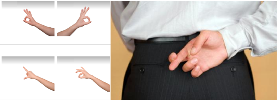 사진: 미국 등의 나라에서는 두 번째 손가락과 세 번째 손가락을 교체하는 것을 행운을 비는 제스처로 활용이 된다. 예를 들어, 시험이나 면접을 앞둔 사람들에게 Figer Crossed라는 얘기와 함께 행운이나 성공을 빈다. ⓒ블러그 갈무리