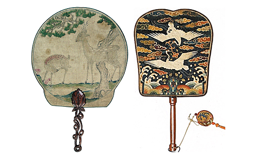 사진: 담채화. 조선시대. 작자 미상. 35.3×53cm. 오른쪽 사진은 쌍학자수미선. ⓒ 블러그 갈무리