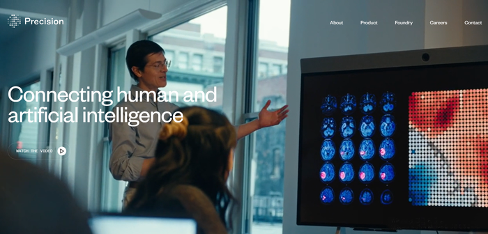 프리시전 뉴로사이언스 홈페이지 갈무리