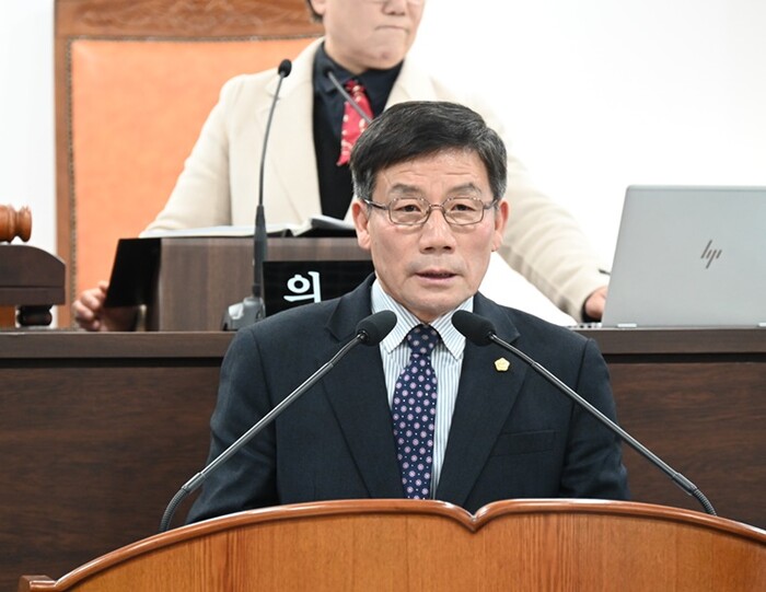 박종길 의원 5분 자유발언.(사진=남해군의회 사무과)