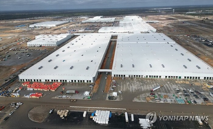지난해 2월 미국 조지아주 현대차 전기차 전용공장에서 공사가 진행되고 있다. (사진=조지아주지사실 제공 연합뉴스)