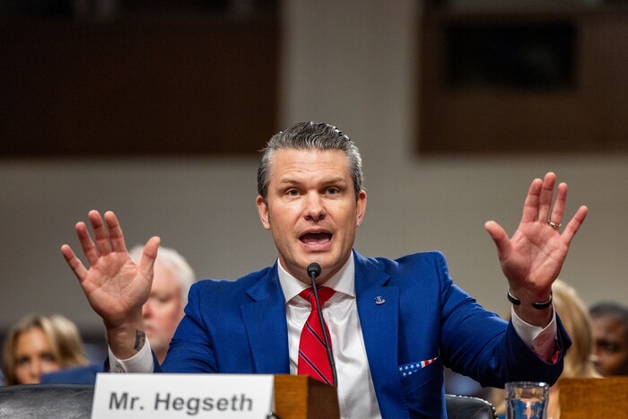 피트 헤그세스 차기 미 국방장관 지명자가 14일(현지시각) 워싱턴 DC 상원에서 열린 인사청문회에서 발언하고 있다.(사진=EPA, 연합뉴스)
