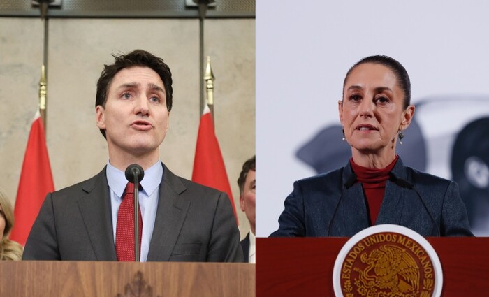 쥐스탱 트뤼도 캐나다 총리(왼쪽)와 클라우디아 셰인바움 멕시코 대통령(사진=AFP, 연합뉴스)