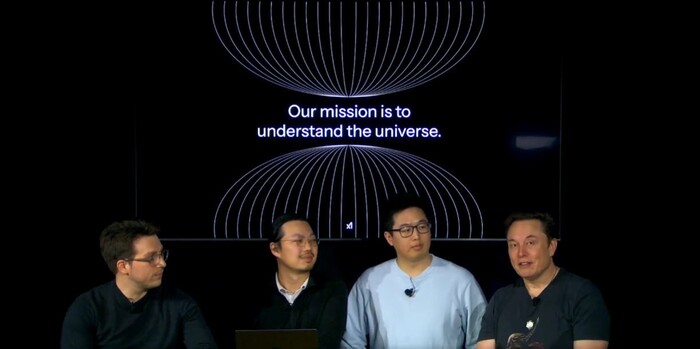 일론 머스크(맨 오른쪽)가 "우리 목표는 우주를 이해하는 것"이라고 말하고 있다.(사진=xAI 엑스 계정 캡처)