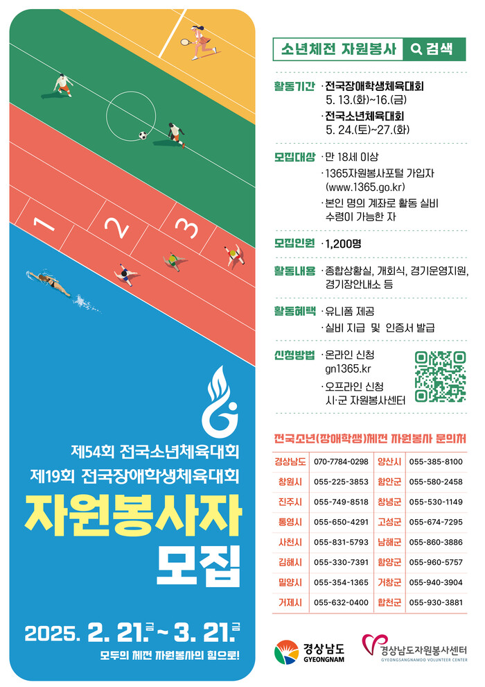 전국소년(장애학생)체전 자원봉사자 모집 홍보 포스터