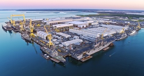 HD현대가 조선 기술 협력 양해각서를 체결한 미국 헌팅턴 잉걸스 조선소 전경. (헌팅턴 잉걸스 홈페이지 갈무리)