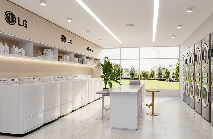 북미 코인 세탁소에 설치된 LG전자 상업용 세탁기. (사진=LG전자 제공)