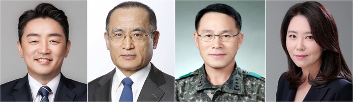 이재명 대통령은 4일 대통령 비서실장으로 강훈식 국회의원(왼쪽부터), 안보실장에 위성락 국회의원, 경호처장에 황인권 전 육군 대장, 대변인에 강유정 국회의원을 임명했다. (사진=연합뉴스)