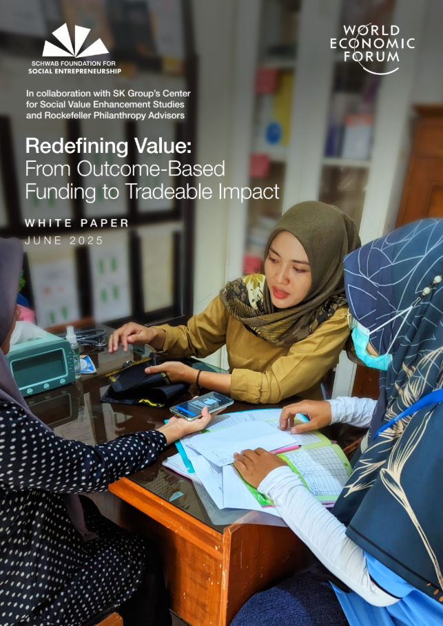 세계경제포럼 슈왑총회에서 발표된 '가치의 재정의' 보고서 표지. (사진=사회적가치연구원 제공)