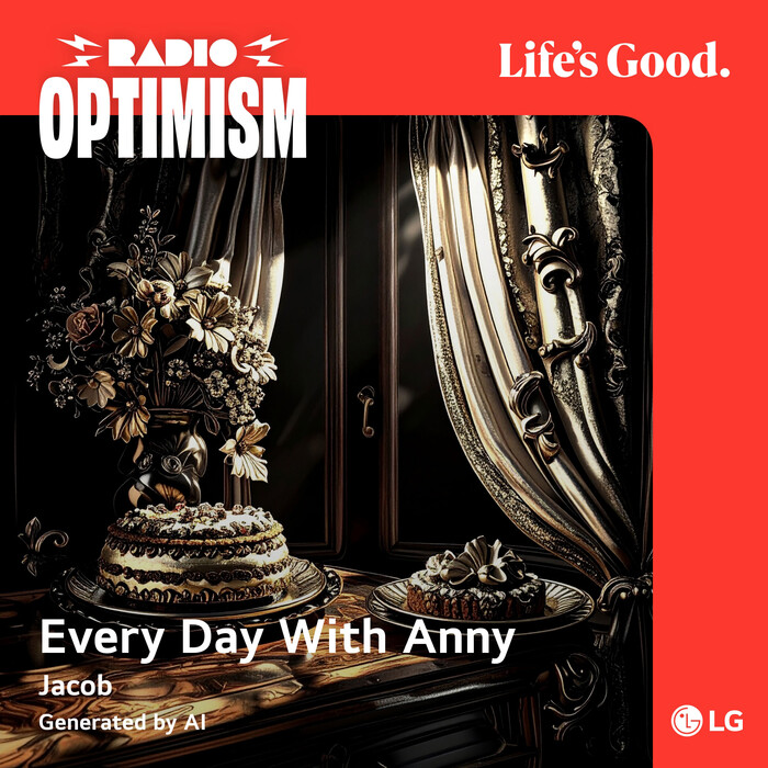 LG전자가 25일 공개한 '라디오 옵티미즘' 사이트에서 사용자가 입력한 내용으로 제작된 노래 표지. (사진=이정우)