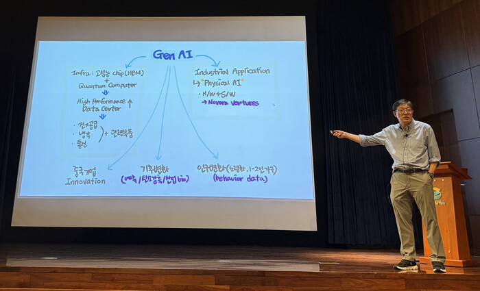 허태수 GS그룹 회장이 16일 주요 계열사 사장단·임원회의에서 생성형AI에 대해 말하고 있다. (사진=GS 제공)