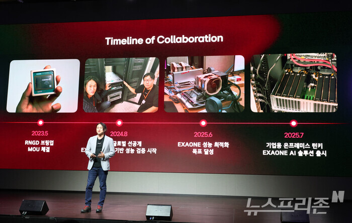 백준호 퓨리오사AI 대표가 LG AI연구원과의 협업 과정을 소개하고 있다. (사진=이정우)