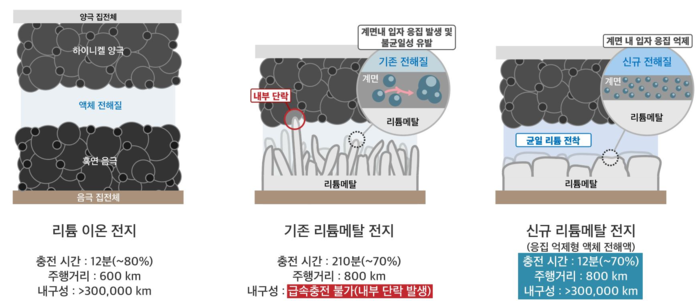 LG에너지솔루션과 카이스트 공동 연구팀이 개발한 리튬메탈전지의 기술을 설명한 그림. (그래픽=LG에너지솔루션 제공)