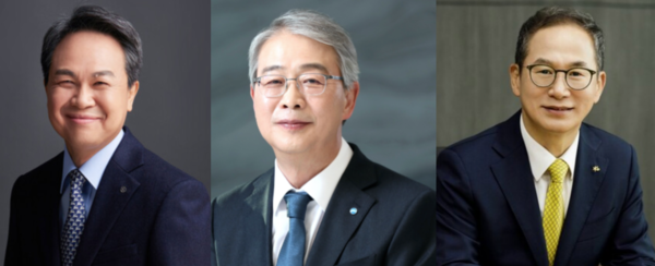 (왼쪽부터)진옥동 신한금융 회장, 임종룡 우리금융 회장, 양종희 KB금융그룹 회장. 