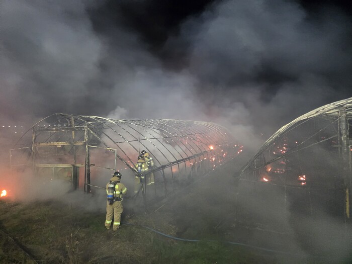 5일 오후 11시9분쯤 세종시 소정면 소정리의 한 양계장에서 불이 나 신고를 받고 출동한 소방관들이 화재를 진압하고 있다.(사진=세종소방본부)